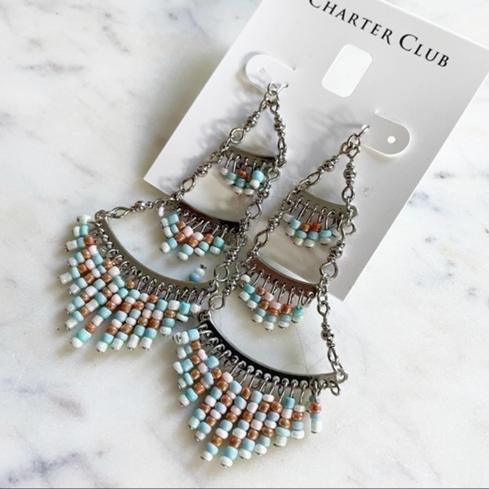 Charter Club Turquoise Coral Beaded Earrings